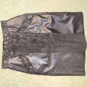 Vintage genuine leather black skirt